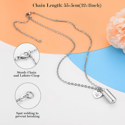 Cremation Necklce with Paws in Heart