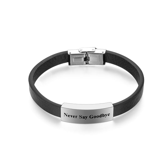 Leather Cremation Bracelet - Never Say Goodbye