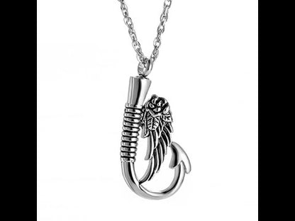 Angle Wings and Fish Hook Cremation Necklace